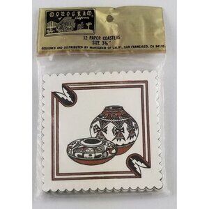 Native American Design Paper Coasters Square 12 3-3/8" New Vintage